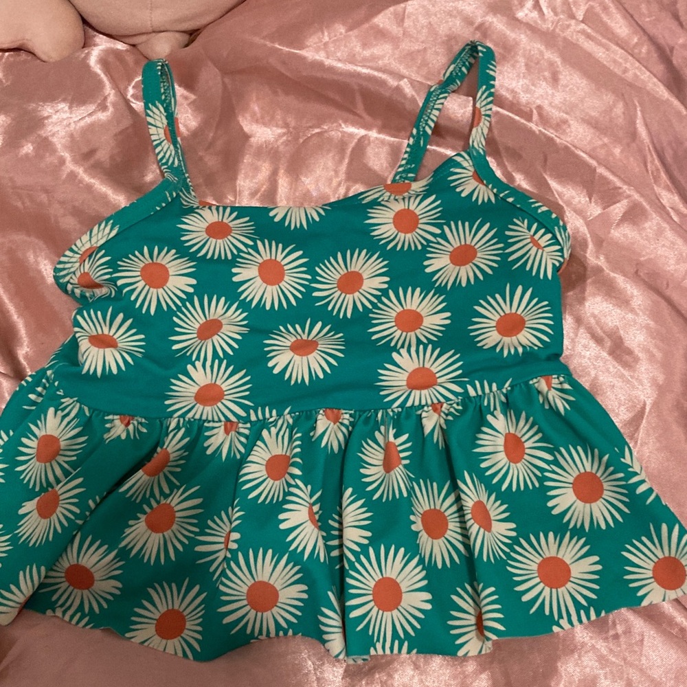 Floral Kids Swim One Piece - Teal and Orangeswim but not padding